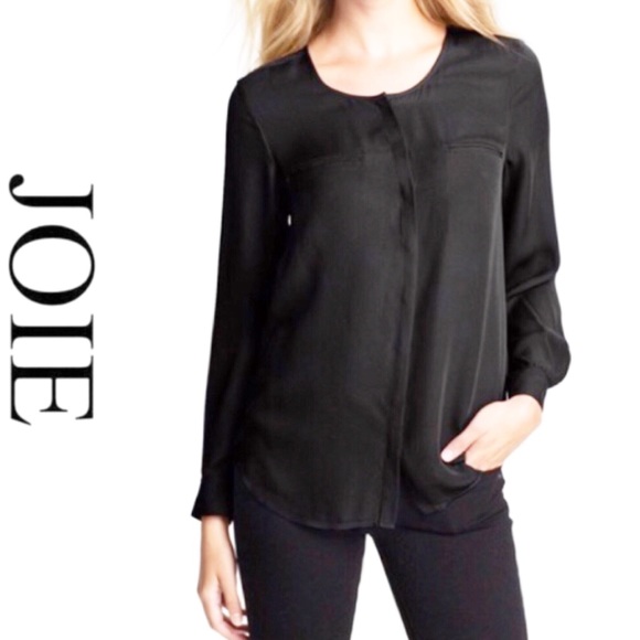 joie black silk blouse